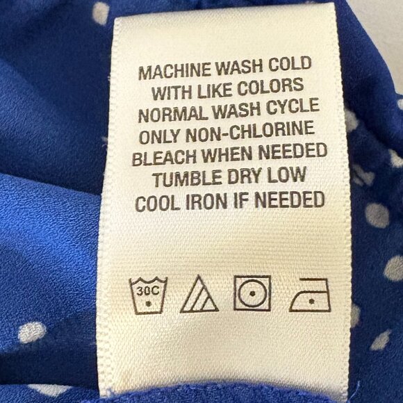 West Kei Royal Blue and White Dotted Blouse with Three-Quarter Sleeves, Medium - Picture 6 of 9